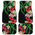 Hawaiian Tropical Flowers and Maile Pikake Car Mats Polynesian Tribal Pattern Black Color