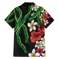 Hawaiian Tropical Flowers and Maile Pikake Family Matching Long Sleeve Bodycon Dress and Hawaiian Shirt Polynesian Tribal Pattern Black Color LT03 - Polynesian Pride