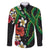 Hawaiian Tropical Flowers and Maile Pikake Family Matching Puletasi and Hawaiian Shirt Polynesian Tribal Pattern Black Color