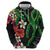 Hawaiian Tropical Flowers and Maile Pikake Hoodie Polynesian Tribal Pattern Black Color