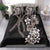 Hawaiian Tropical Flowers and Maile Pikake Bedding Set Polynesian Tribal Pattern Grayscale Mode