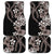 Hawaiian Tropical Flowers and Maile Pikake Car Mats Polynesian Tribal Pattern Grayscale Mode