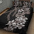 Hawaiian Tropical Flowers and Maile Pikake Quilt Bed Set Polynesian Tribal Pattern Grayscale Mode