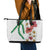 Hawaiian Tropical Flowers and Maile Pikake Leather Tote Bag Polynesian Tribal Pattern White Color