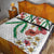 Hawaiian Tropical Flowers and Maile Pikake Quilt Bed Set Polynesian Tribal Pattern White Color