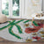 Hawaiian Tropical Flowers and Maile Pikake Round Carpet Polynesian Tribal Pattern White Color