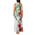 Hawaiian Tropical Flowers and Maile Pikake Tank Maxi Dress Polynesian Tribal Pattern White Color