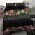 Hawaiian Tropical Flowers and Tribal Polynesian Tattoo Bedding Set Black Color