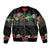 Hawaiian Tropical Flowers and Tribal Polynesian Tattoo Bomber Jacket Black Color