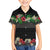 Hawaiian Tropical Flowers and Tribal Polynesian Tattoo Hawaiian Shirt Black Color