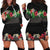 Hawaiian Tropical Flowers and Tribal Polynesian Tattoo Hoodie Dress Black Color