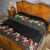 Hawaiian Tropical Flowers and Tribal Polynesian Tattoo Quilt Black Color