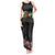 Hawaiian Tropical Flowers and Tribal Polynesian Tattoo Tank Maxi Dress Black Color