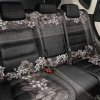 Hawaiian Tropical Flowers and Tribal Polynesian Tattoo Back Car Seat Cover Grayscale Mode