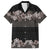 Hawaiian Tropical Flowers and Tribal Polynesian Tattoo Hawaiian Shirt Grayscale Mode