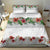 Hawaiian Tropical Flowers and Tribal Polynesian Tattoo Bedding Set White Color