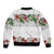 Hawaiian Tropical Flowers and Tribal Polynesian Tattoo Bomber Jacket White Color