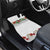 Hawaiian Tropical Flowers and Tribal Polynesian Tattoo Car Mats White Color