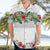 Hawaiian Tropical Flowers and Tribal Polynesian Tattoo Hawaiian Shirt White Color