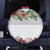 Hawaiian Tropical Flowers and Tribal Polynesian Tattoo Spare Tire Cover White Color