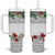 Hawaiian Tropical Flowers and Tribal Polynesian Tattoo Tumbler With Handle White Color