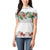 Hawaiian Tropical Flowers and Tribal Polynesian Tattoo Women Polo Shirt White Color