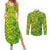 Cook Islands Vaa Polynesian Art Tattoo Couples Matching Summer Maxi Dress and Long Sleeve Button Shirt National Color