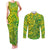 Cook Islands Vaa Polynesian Art Tattoo Couples Matching Tank Maxi Dress and Long Sleeve Button Shirt National Color