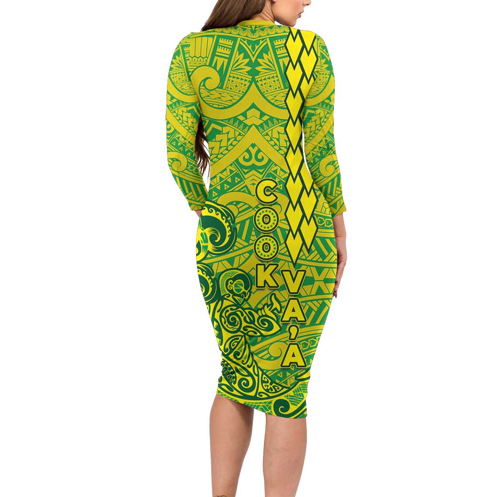 Cook Islands Va'a Polynesian Art Tattoo Family Matching Long Sleeve Bodycon Dress and Hawaiian Shirt National Color LT03 - Polynesian Pride