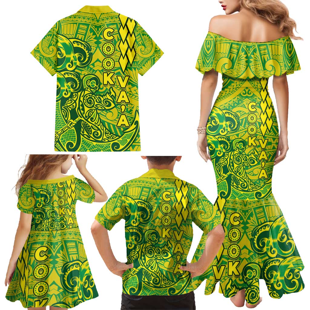 Cook Islands Va'a Polynesian Art Tattoo Family Matching Mermaid Dress and Hawaiian Shirt National Color LT03 - Polynesian Pride
