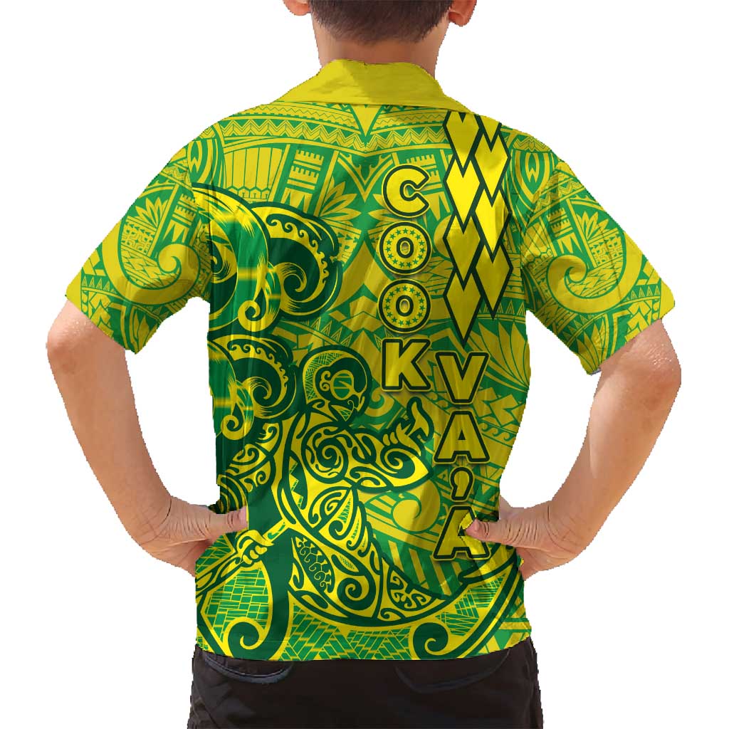 Cook Islands Va'a Polynesian Art Tattoo Family Matching Puletasi and Hawaiian Shirt National Color LT03 - Polynesian Pride