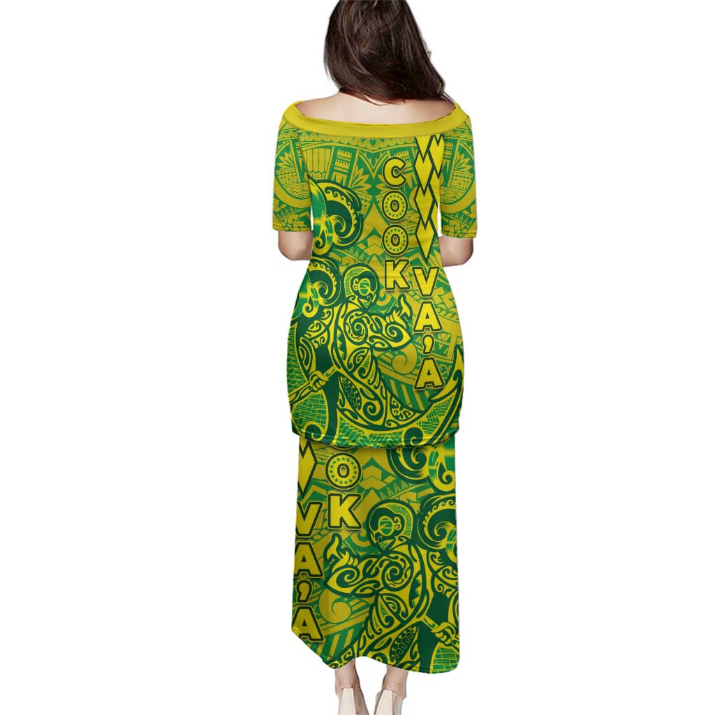 Cook Islands Va'a Polynesian Art Tattoo Family Matching Puletasi and Hawaiian Shirt National Color LT03 - Polynesian Pride