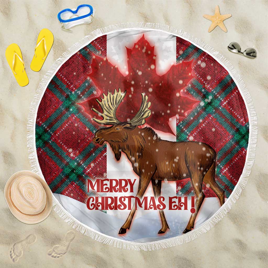 Canadian Christmas - Moose and Maple Retro Style Beach Blanket