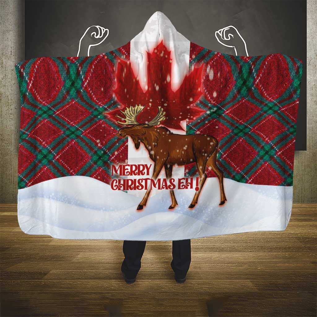 Canadian Christmas - Moose and Maple Retro Style Hooded Blanket