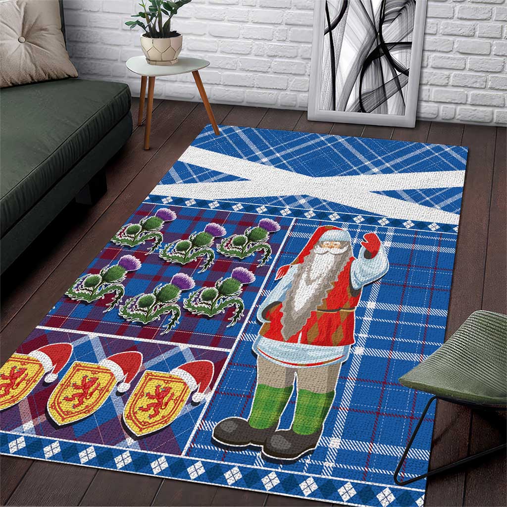 Santa Claus Thistle Scottish Christmas Area Rug Tartan Pattern