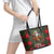 Santa and Higland Cows Scottish Christmas Leather Tote Bag Tartan Pattern