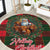 Santa and Higland Cows Scottish Christmas Round Carpet Tartan Pattern