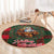 Santa and Higland Cows Scottish Christmas Round Carpet Tartan Pattern