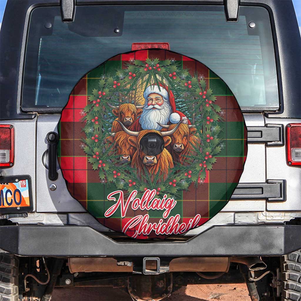 Santa and Higland Cows Scottish Christmas Spare Tire Cover Tartan Pattern