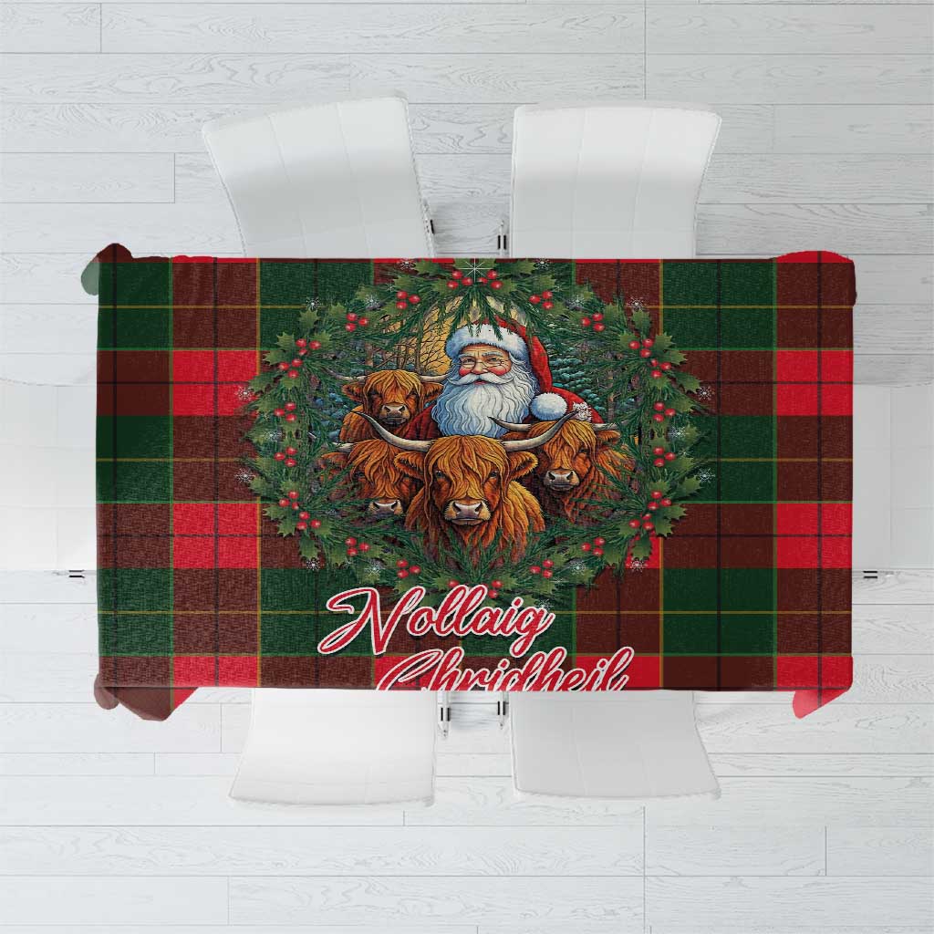 Santa and Higland Cows Scottish Christmas Tablecloth Tartan Pattern