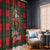 Santa and Higland Cows Scottish Christmas Window Curtain Tartan Pattern