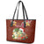 Hawaii Honu Mele Kalikimaka Leather Tote Bag Santa Tropical Flower Aloha Summer Red Version LT03 - Polynesian Pride