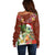 Hawaii Honu Mele Kalikimaka Off Shoulder Sweater Santa Tropical Flower Aloha Summer Red Version LT03 - Polynesian Pride