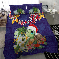 Hawaii Honu Mele Kalikimaka Bedding Set Santa Tropical Flower Aloha Summer Blue Version LT03 - Polynesian Pride