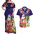 Hawaii Honu Mele Kalikimaka Couples Matching Off Shoulder Maxi Dress and Hawaiian Shirt Santa Tropical Flower Aloha Summer Blue Version LT03 Blue - Polynesian Pride