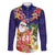Hawaii Honu Mele Kalikimaka Family Matching Short Sleeve Bodycon Dress and Hawaiian Shirt Santa Tropical Flower Aloha Summer Blue Version LT03 Dad's Shirt - Long Sleeve Blue - Polynesian Pride
