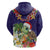 Hawaii Honu Mele Kalikimaka Hoodie Santa Tropical Flower Aloha Summer Blue Version LT03 - Polynesian Pride