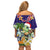 Hawaii Honu Mele Kalikimaka Off Shoulder Short Dress Santa Tropical Flower Aloha Summer Blue Version LT03 - Polynesian Pride