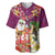 Hawaii Honu Mele Kalikimaka Baseball Jersey Santa Tropical Flower Aloha Summer Pink Version LT03 Pink - Polynesian Pride
