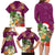 Hawaii Honu Mele Kalikimaka Family Matching Long Sleeve Bodycon Dress and Hawaiian Shirt Santa Tropical Flower Aloha Summer Pink Version LT03 - Polynesian Pride